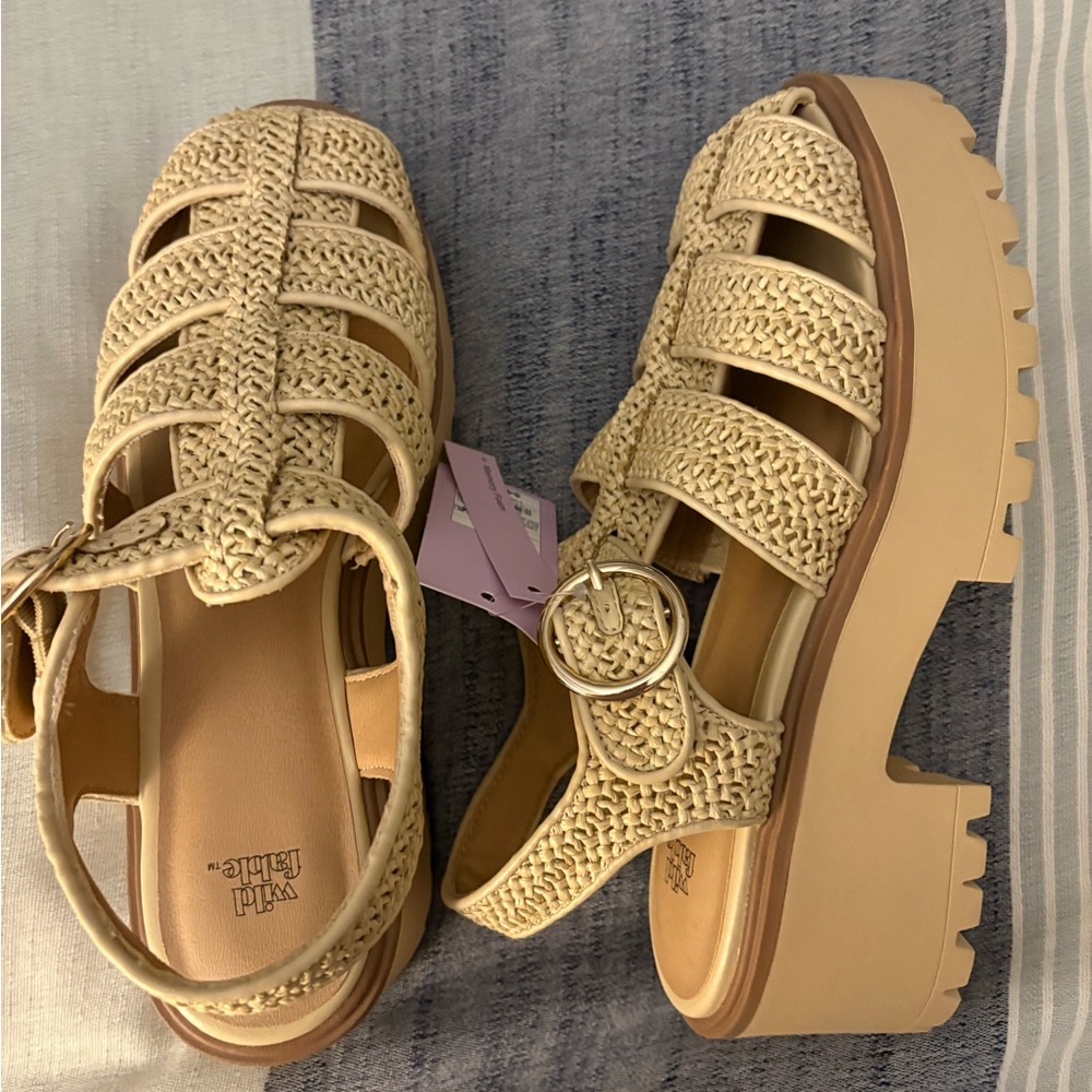 Wild Fable Beige Woven Platform Sandals